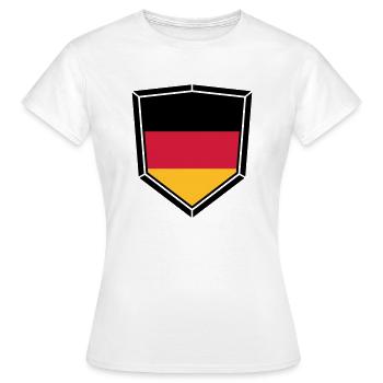 bouclier blason forme super bouton 3 couleurs Alle - T-shirt Femme - blanc - Devant - AI Model Female 172 dark (172cm)