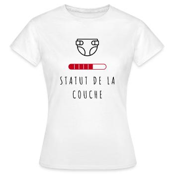 Statut de la couche / humour bébé - T-shirt Femme - blanc - Devant - AI Model Female 172 dark (172cm)