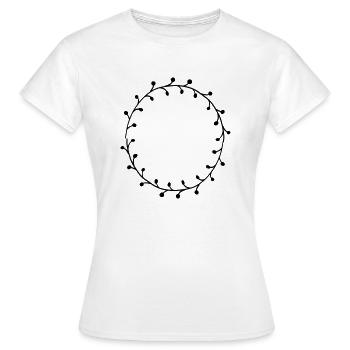 Guirlande florale Fleurs Cœurs 16 Zone de dessin 16 - T-shirt Femme - blanc - Devant - AI Model Female 172 dark (172cm)