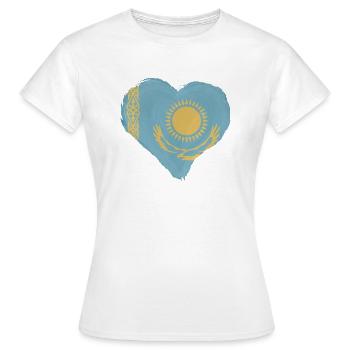 Kasachstan Flagge Kasachstan Fahne Kazakhstan - Frauen T-Shirt - Weiß - Vorne - AI Model Female 172 dark (172cm)