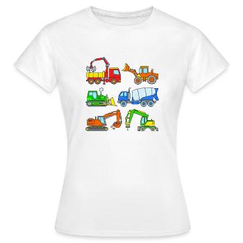 Bagger und Co - Fahrzeuge auf der Baustelle - Frauen T-Shirt - Weiß - Vorne - AI Model Female 172 dark (172cm)