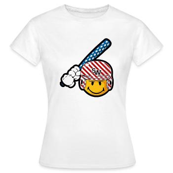 Smiley Baseball Batsman - Women's T-Shirt - white - Front - AI Model Female 172 dark (172cm)