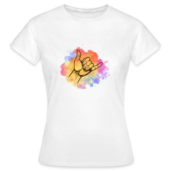 Shaka Gruß Handzeichen - Frauen T-Shirt - Weiß - Vorne - AI Model Female 172 dark (172cm)
