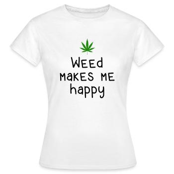 l’herbe me rend heureux cannabis marijuana - T-shirt Femme - blanc - Devant - AI Model Female 172 dark (172cm)