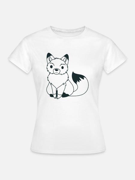 Sitting Fox Umriss - Frauen T-Shirt - Weiß