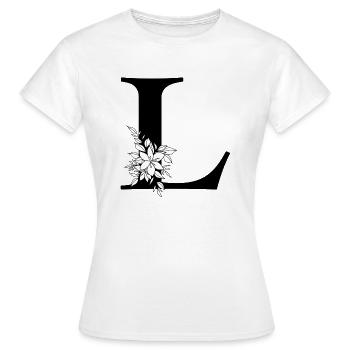 Lettre L - T-shirt Femme - blanc - Devant - AI Model Female 172 dark (172cm)
