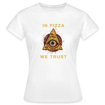 Dans la pizza nous avons confiance - T-shirt Femme - blanc - Devant - AI Model Female 172 dark (172cm)
