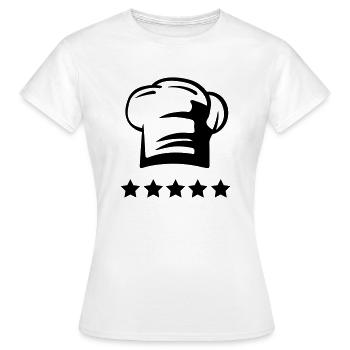 Chapeau de chef chef 5 étoiles - T-shirt Femme - blanc - Devant - AI Model Female 172 dark (172cm)