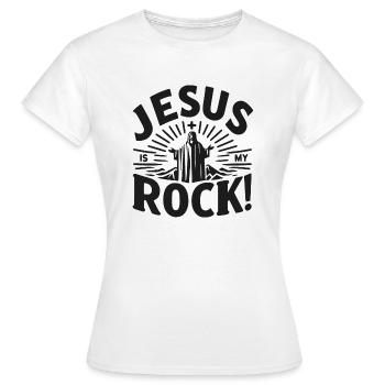 Jesus ist mein Fels in der Brandung - Frauen T-Shirt - Weiß - Vorne - AI Model Female 172 dark (172cm)