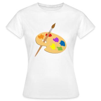 Palette de peinture et pinceau - T-shirt Femme - blanc - Devant - AI Model Female 172 dark (172cm)