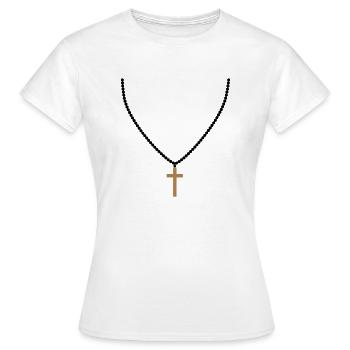 rosenkranz halskette schmuck kreuz leben glauben c - Frauen T-Shirt - Weiß - Vorne - AI Model Female 172 dark (172cm)