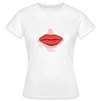 Red Lips - Women's T-Shirt - white - Front - AI Model Female 172 dark (172cm)
