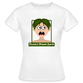 Un garçon demande de Protéger la planète terre - T-shirt Femme - blanc - Devant - AI Model Female 172 dark (172cm)