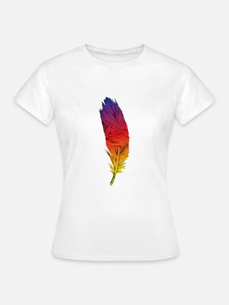Bunte Pfauenfeder - Frauen T-Shirt - Weiß