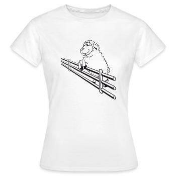 Mouton pâturage sauter clôture schaefchen clôtures troupeau - T-shirt Femme - blanc - Devant - AI Model Female 172 dark (172cm)