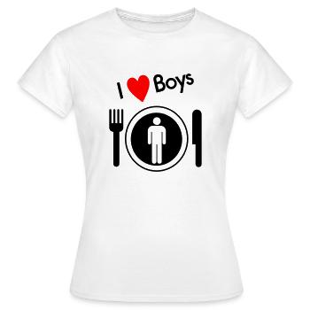 I love Boys - Women's T-Shirt - white - Front - AI Model Female 172 dark (172cm)