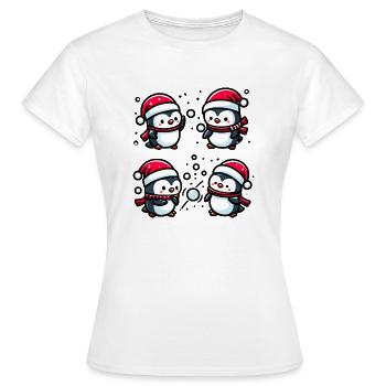Adorable pingouin père Noël chapeau bataille de boules de neige d’hiver - T-shirt Femme - blanc - Devant - AI Model Female 172 dark (172cm)