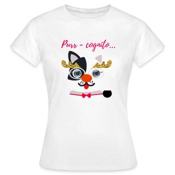 Ce mystérieux chat aux yeux bleus. - T-shirt Femme - blanc - Devant - AI Model Female 172 dark (172cm)
