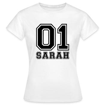 Sarah - Name - Frauen T-Shirt - Weiß - Vorne - AI Model Female 172 dark (172cm)