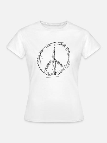 Peace Zeichen/Symbol - Frauen T-Shirt - Weiß