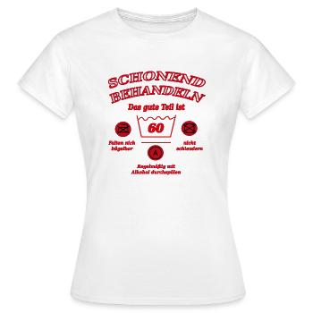 60 Jahre, Schonend Behandeln - Frauen T-Shirt - Weiß - Vorne - AI Model Female 172 dark (172cm)