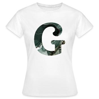 Lettre g marbré vert - T-shirt Femme - blanc - Devant - AI Model Female 172 dark (172cm)