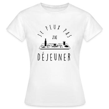 Ich kann nicht, ich esse zu Mittag. - Frauen T-Shirt - Weiß - Vorne - AI Model Female 172 dark (172cm)