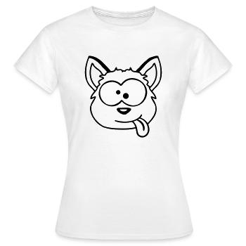 Hund Fuchs Lustige Grimasse Schielen Zunge Raus - Frauen T-Shirt - Weiß - Vorne - AI Model Female 172 dark (172cm)