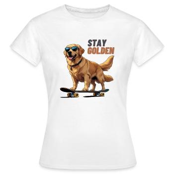 Golden Retriever Cool–Hund mit Sonnenbrille & Skate - Frauen T-Shirt - Weiß - Vorne - AI Model Female 172 dark (172cm)