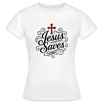 Jesus Rettet - Frauen T-Shirt - Weiß - Vorne - AI Model Female 172 dark (172cm)