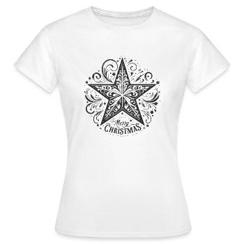 Poinsettia Star Merry Christmas - Women's T-Shirt - white - Front - AI Model Female 172 dark (172cm)