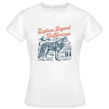 Explore Beyond the Horizon - Women's T-Shirt - white - Front - AI Model Female 172 dark (172cm)