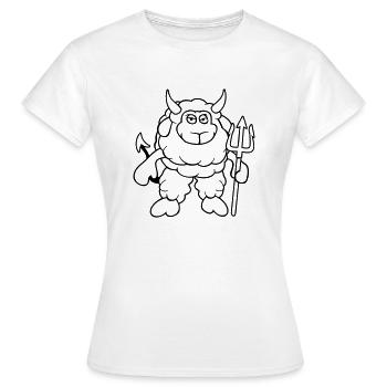 Schaf Teufel Satan Hölle Böse Dreizack Hörner Cool - Frauen T-Shirt - Weiß - Vorne - AI Model Female 172 dark (172cm)