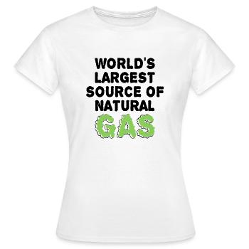 Weltweit größte Quelle für Gas Lustiger Spruch - Frauen T-Shirt - Weiß - Vorne - AI Model Female 172 dark (172cm)