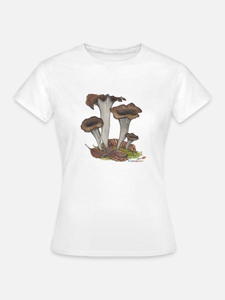 Herbst- oder Totentrompete, ein Pilz - Frauen T-Shirt - Weiß