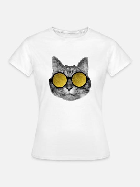 Sonnenbrille für Katzen - Frauen T-Shirt - Weiß