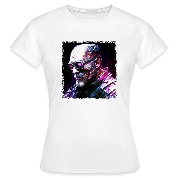 Cyborg, android and mercenaries of the future in neon - Women's T-Shirt - white - Front - AI Model Female 172 dark (172cm)