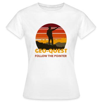 Geo-Quest Follow The Pointer Geocaching - Women's T-Shirt - white - Front - AI Model Female 172 dark (172cm)