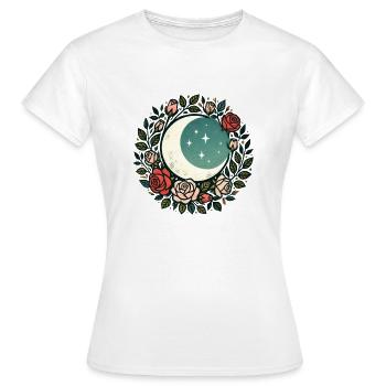 Crescent Moon Roses - Women's T-Shirt - white - Front - AI Model Female 172 dark (172cm)