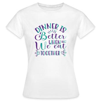 Nous mangeons ensemble - T-shirt Femme - blanc - Devant - AI Model Female 172 dark (172cm)