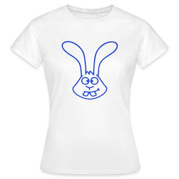 Rabbit looks squints grimace funny silly smile - Women's T-Shirt - white - Front - AI Model Female 172 dark (172cm)