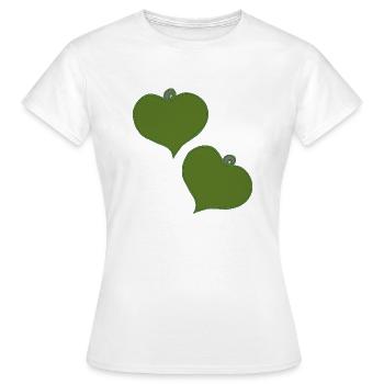herzanhaenger gruen zwei - Frauen T-Shirt - Weiß - Vorne - AI Model Female 172 dark (172cm)