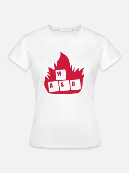 Heiße Flammen WASD Nerd - Frauen T-Shirt - Weiß