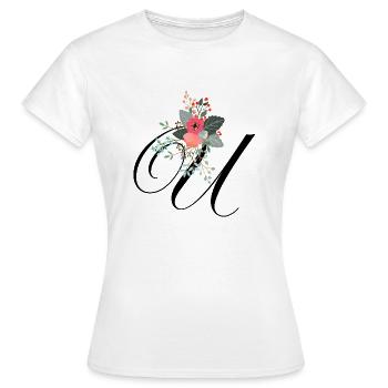 Brief u blumig - Frauen T-Shirt - Weiß - Vorne - AI Model Female 172 dark (172cm)