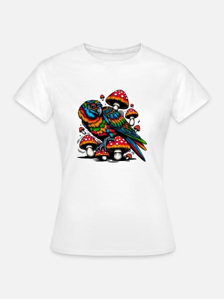 Psychedelic Parrot Paradise - Frauen T-Shirt - Weiß
