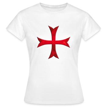 Templer Kreuz schlicht rot - Frauen T-Shirt - Weiß - Vorne - AI Model Female 172 dark (172cm)