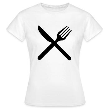 Messer & Gabel - Frauen T-Shirt - Weiß - Vorne - AI Model Female 172 dark (172cm)
