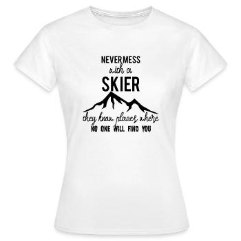 Sports d'hiver - Ski - Après-ski - Cadeau - T-shirt Femme - blanc - Devant - AI Model Female 172 dark (172cm)