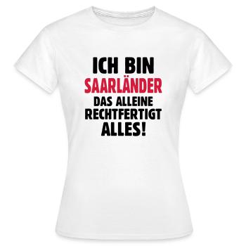Saarländer Saar Statement Geschenk T-Shirt - Frauen T-Shirt - Weiß - Vorne - AI Model Female 172 dark (172cm)