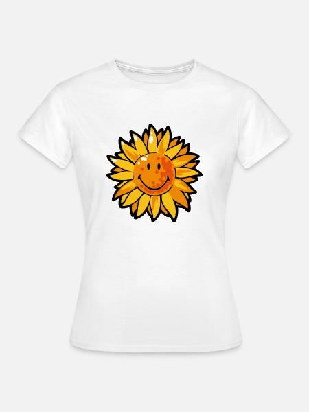 Smiley Sunflower - Frauen T-Shirt - Weiß